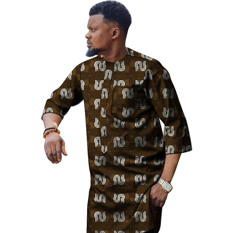 Dashiki Shirt Men - Nigerian Fashion Men's Shirt 3/4 Sleeve