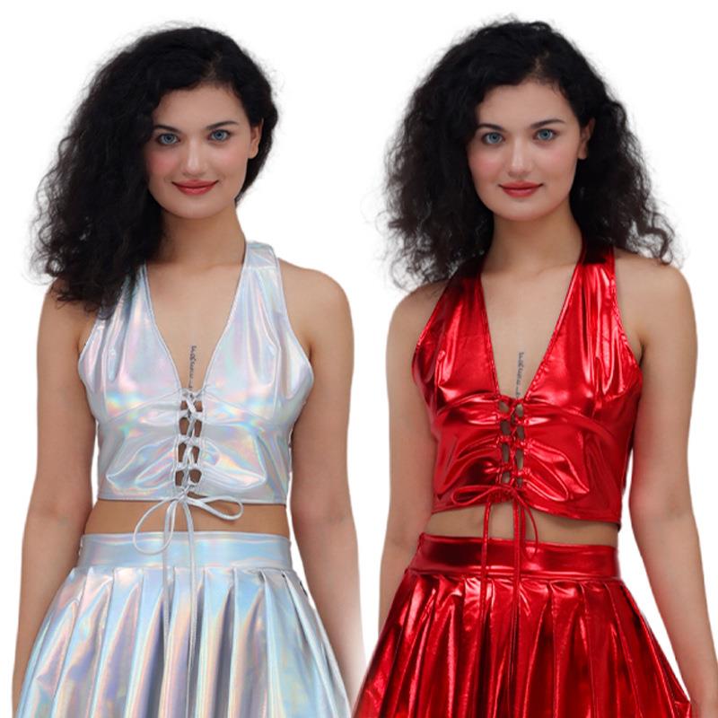 Fashion Show Ethnic Wear - Hot Girl Leather Vest Crossbody Neck