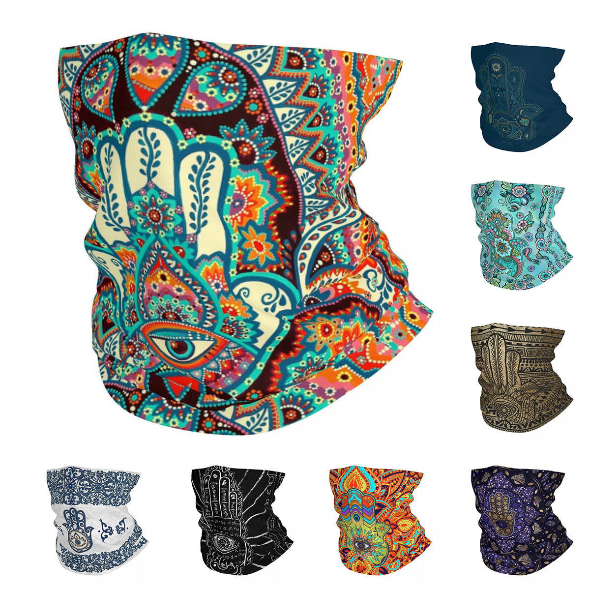 Ethnic Boho Fashion - Hamsa Hand Bohemian Bandana Neck Gaiter