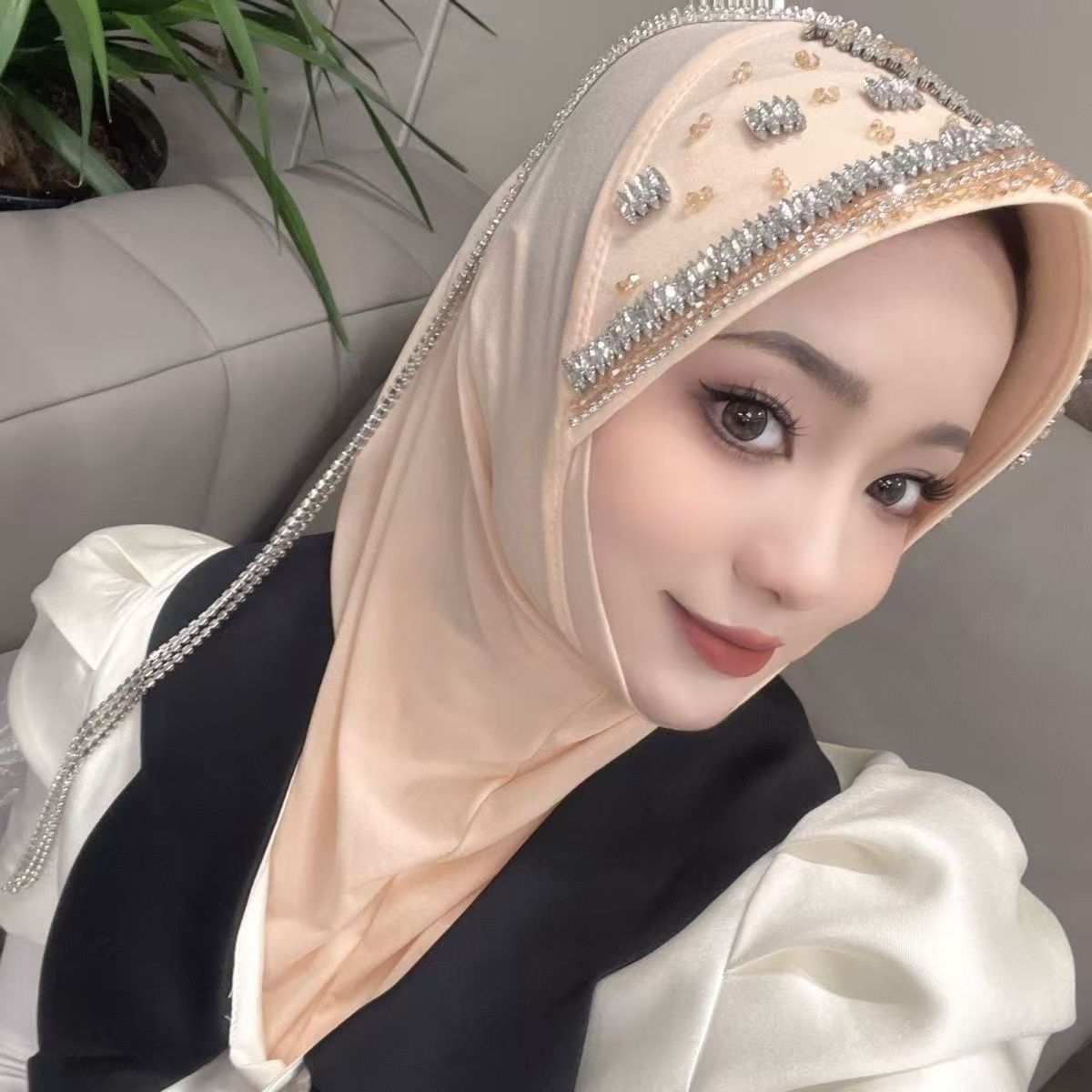 Luxury Hat Hijab Pink Scarf wi - Ethnic Fashion In 리뷰 및 가격