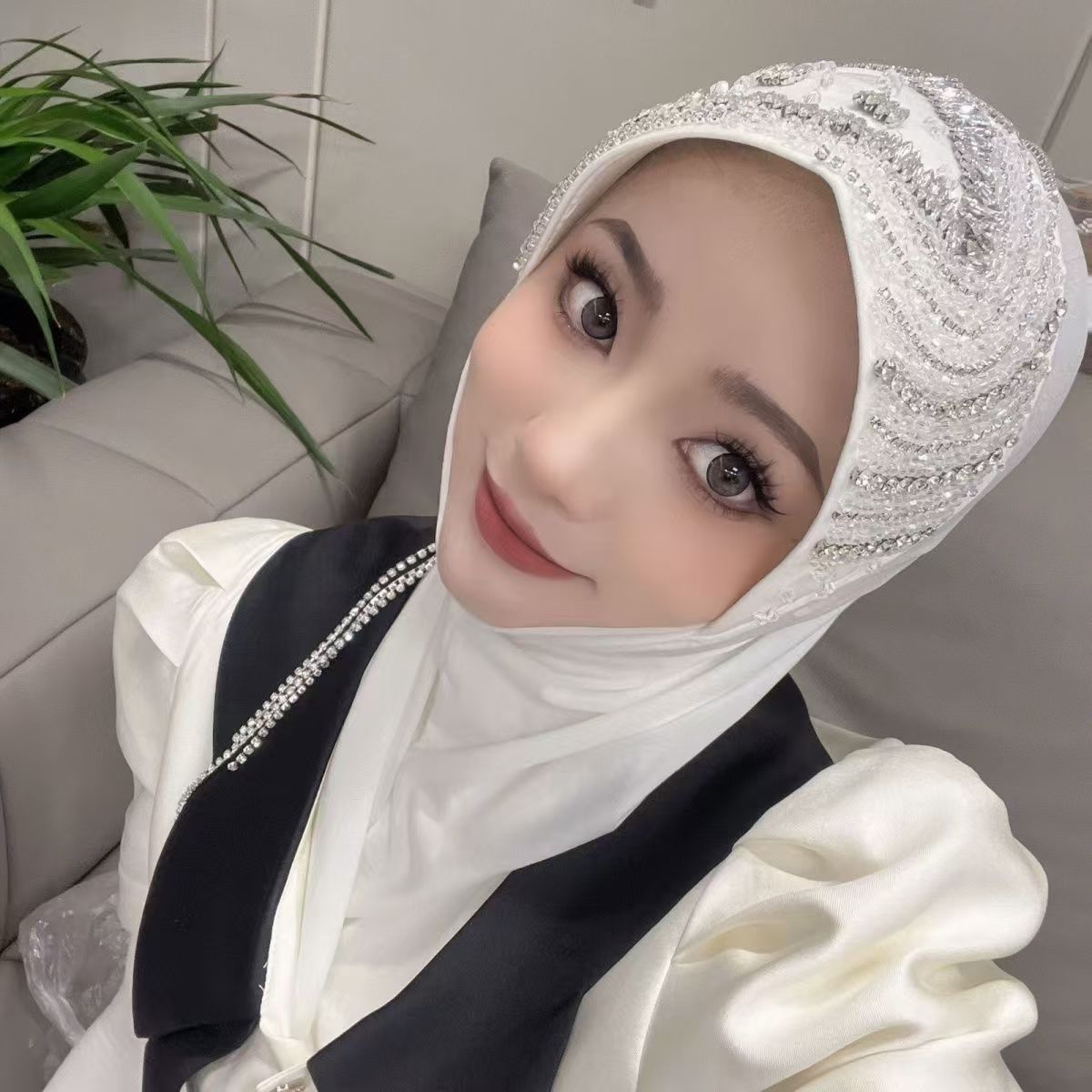 Luxury Hat Hijab Pink Scarf wi - Ethnic Fashion In 리뷰 및 가격