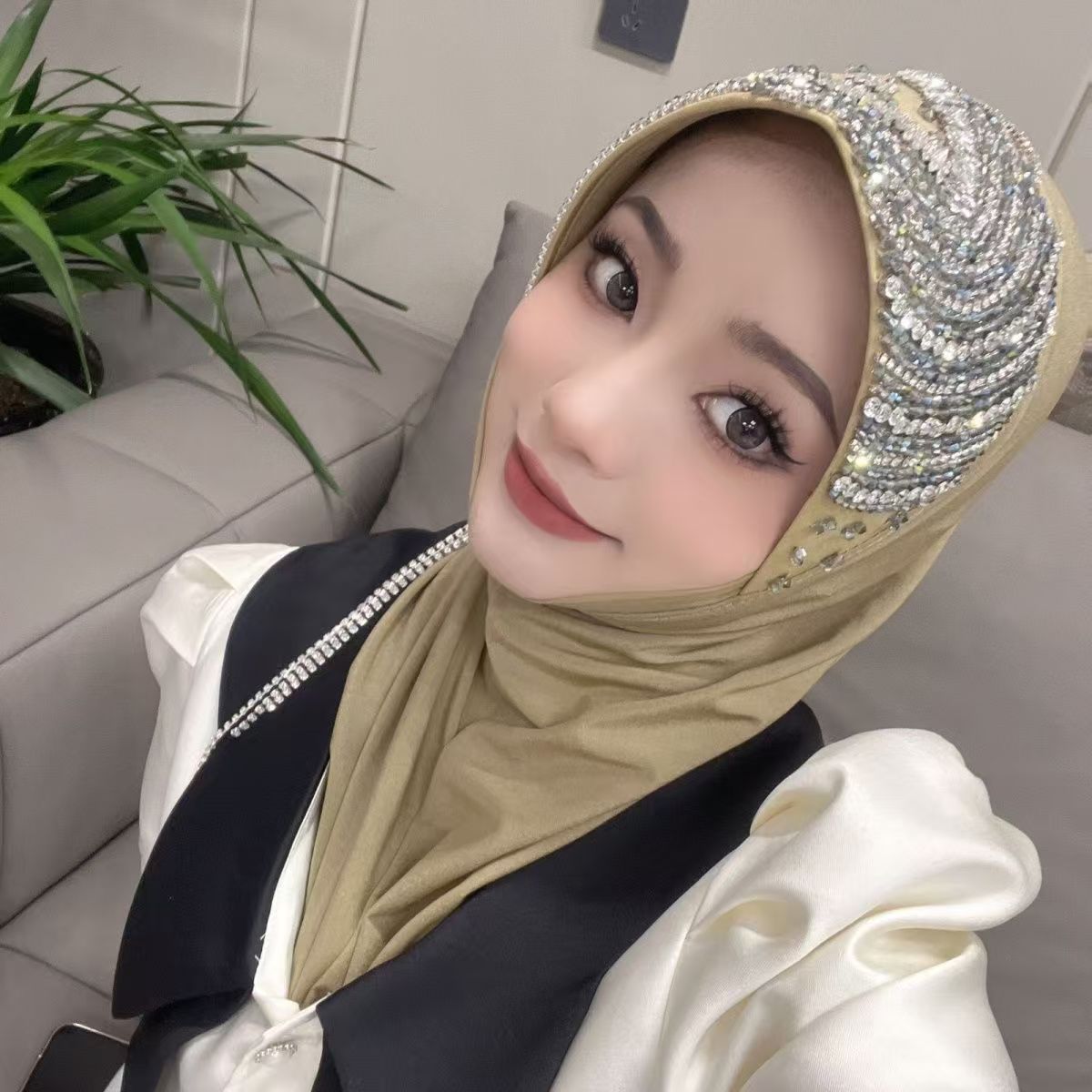 Luxury Hat Hijab Pink Scarf wi - Ethnic Fashion In 리뷰 및 가격