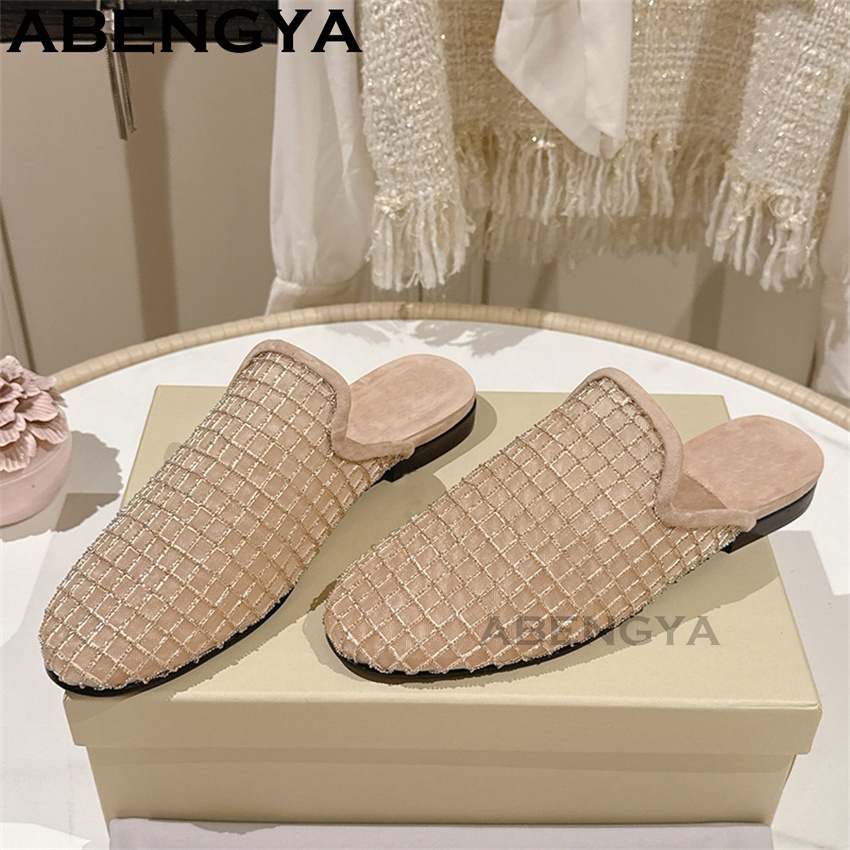 Shiny Lace Mesh Round Toe Flat - Ethnic Fashion In 리뷰 및 가격