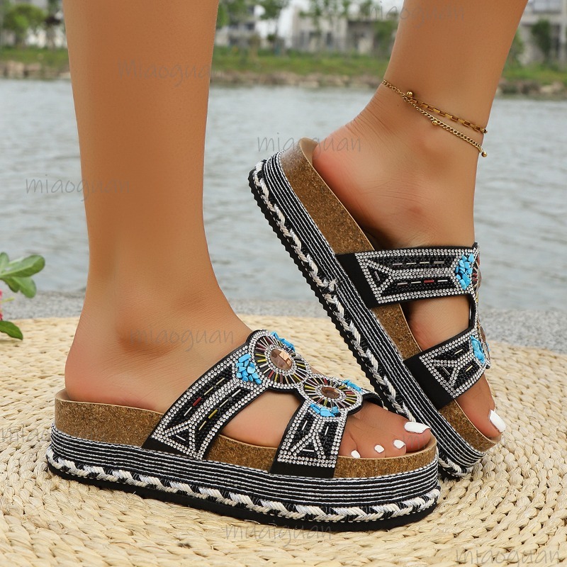 Bohemian Rhinestone Platform S - Ethnic Fashion In 리뷰 및 가격