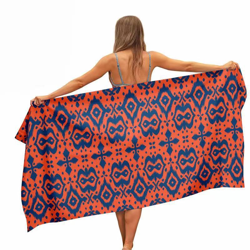 Orange Blue Ikat Geometric Bea - Ikat Woven Fabric 리뷰 및 가격